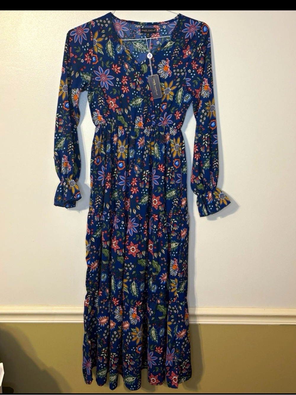 Simply Southern Navy Floral Long Sleeve Maxi Dress